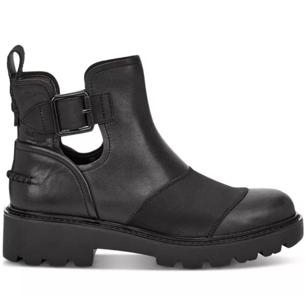 UGG Palomar Ankle Boots Womens 8 Black Gorpcore Leather Cut-Out‎ Buckle 1103747